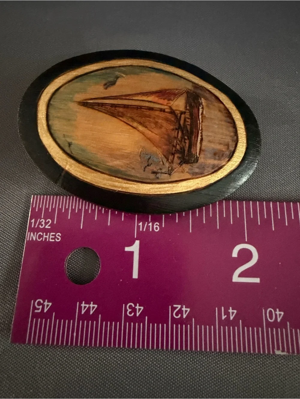 Maritime wooden brooch
